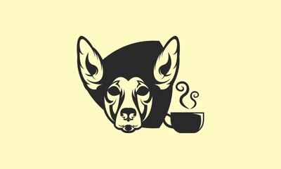 dogs coffe logo with flat color