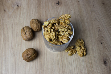 Walnuts in a glass Source of nutrients and antioxidants Good against cardiovascular diseases