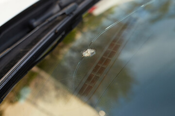 windshield chip, stone crack in glass