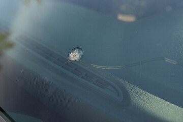 windshield chip, stone crack in glass