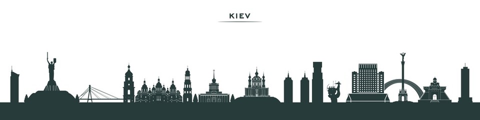 Kiev city skyline landmarks and monuments. Ukraine © tatoman