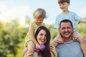 Nothing can replace the time you spend with your kids. Portrait of a happy family bonding together...