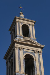 Moses and Aaron Church (Mozes en Aaronkerk) at Waterlooplein neighborhood is officially Roman Catholic Church of St. Anthony of Padua (Sint-Anthoniuskerk, 1841). Amsterdam, The Netherlands.