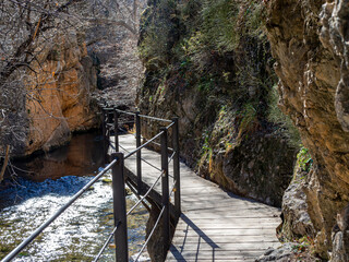 footbridges over the river in albarracin teruel