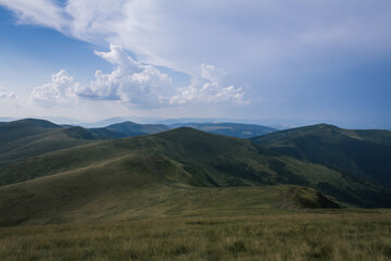 beautiful carpathian mountains, road, hills, forest, ukrainene