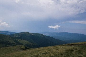 Naklejka na ściany i meble beautiful carpathian mountains, road, hills, forest, ukrainene