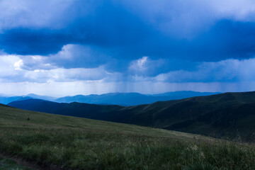beautiful carpathian mountains, road, hills, forest, ukrainene