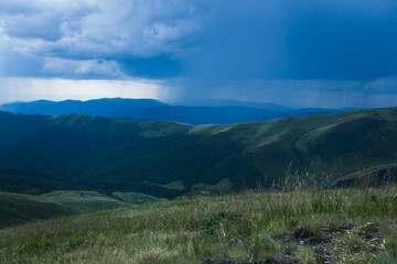 beautiful carpathian mountains, road, hills, forest, ukrainene