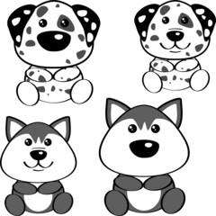 cute baby puppy dog character cartoon collection set illustration in vector format