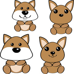 cute baby puppy dog character cartoon collection set illustration in vector format