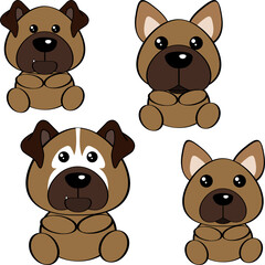Fototapeta premium cute baby puppy dog character cartoon collection set
