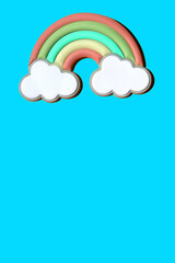 Colorful rainbow with clouds. Children's background.