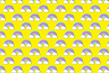 pattern from a toy Rainbow and clouds. Colorful rainbow with clouds. Children's background.