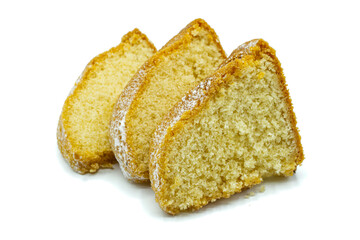 Gugelhupf cake isolated on white background