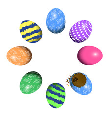 Happy Easter template with colored Easter eggs forming a circle