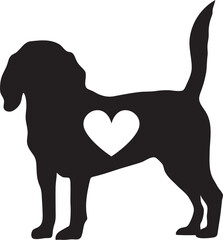 Dog Silhouette with Heart