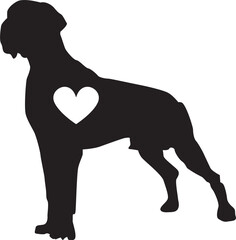 Dog Silhouette with Heart