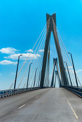 Murom. Russia. Murom cable bridge through Oka River, length of bridge about 1400 meters