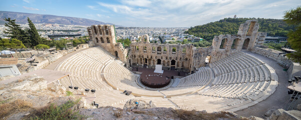 The ancient Odeon of Herodes Atticus colosseum on the Acropolis in Athens, Greece