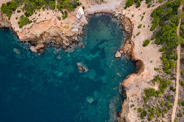 Stunning blue ocean bay from above