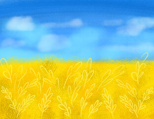 Ukraine flag digital illustration sky and field