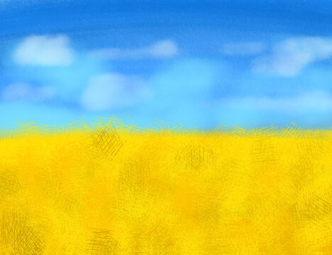 Ukraine flag digital illustration sky and field