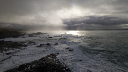Stormy Cornish coastline