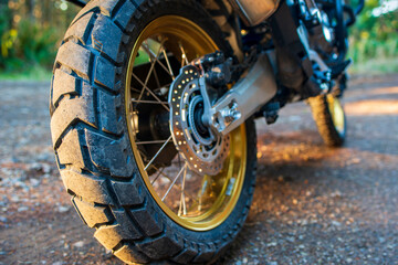 Close up of off road motorcycle tire tread pattern, unbranded