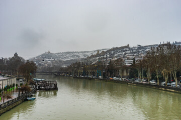Snow in Tbilisi in the spring