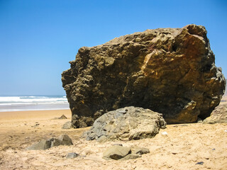 Rock, Boulders, Beach, Portugal, Sand