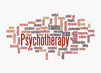 Word Cloud with PSYCHOTHERAPY concept, isolated on a white background