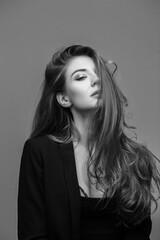 Fototapeta premium Woman in black and white.