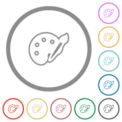 Paint kit outline flat icons with outlines