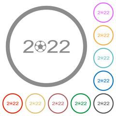 Soccer tournament 2022 flat icons with outlines
