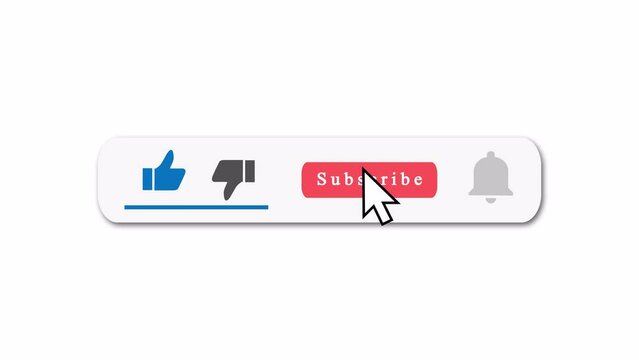 Like, subscribe, click bell animated button. Blogger reminder on transparent background. Subscriber bar. Alpha channel.