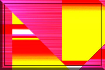 Abstract, Horizontal and Vertical, Red, Pink and Yellow, within a Black Border