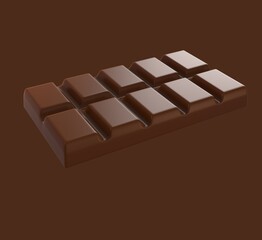 Chocolate bar. Isolated background. 3d illustration