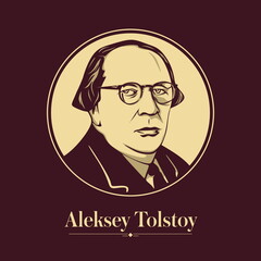 Vector portrait of a Russian writer. Aleksey Tolstoy nicknamed the Comrade Count, was a Russian writer who wrote in many genres but specialized in science fiction and historical novels.
