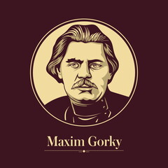 Vector portrait of a Russian writer. Maxim Gorky was a Russian writer and political activist. He was nominated five times for the Nobel Prize in Literature.
