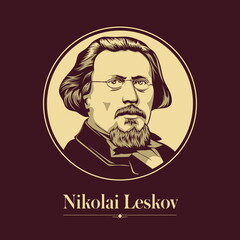 Vector portrait of a Russian writer. Nikolai Leskov was a Russian novelist, short-story writer, playwright, and journalist, who also wrote under the pseudonym M. Stebnitsky.