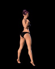 Fototapeta premium women posing in studio on background, 3D illustration of female figure