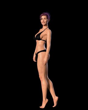 women posing in studio on background, 3D illustration of female figure