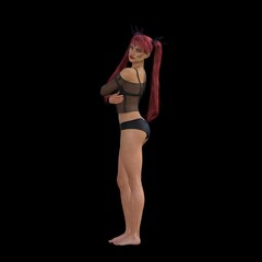 Obraz premium Dressed up adult fashion model posing in studio on background, 3D illustration of female figure