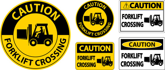 Caution Forklift Crossing Sign On White Background © Seetwo