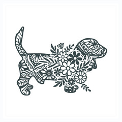 Animal Mandala with Flower. Vintage decorative elements. Oriental pattern, vector illustration.