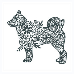 Animal Mandala with Flower. Vintage decorative elements. Oriental pattern, vector illustration.