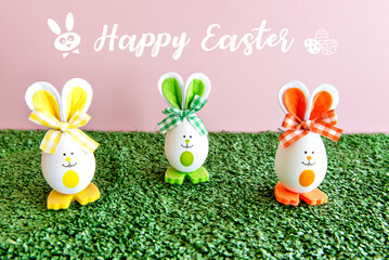 decorated easter eggs on the grass.