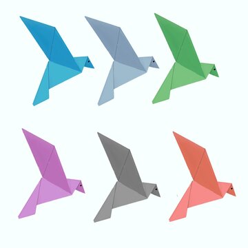 Origami bird. High resolution hand drawn, digital art. (painterly style) 
6000x6000