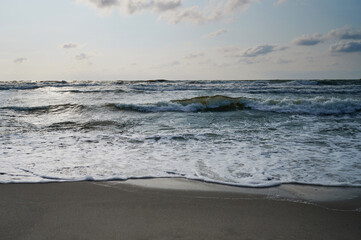 The sea is pitching and rolling