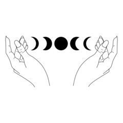 hands and moon